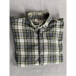 LL Bean Flannel Shirt Size XXL Traditional Fit Tartan Plaid Green Item 228061